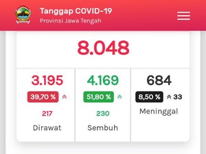 Update COVID-19 di Jateng 24 Juli: 8.048 Positif, 684 Meninggal