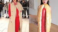 Penampilan Riley saat menirukan Zendaya ini dijamin bikin lapar. Ia menggunakan roti yang berisikan sosis merah agar mirip seperti pakaian Zendaya. Foto: Instargram @rileydiary