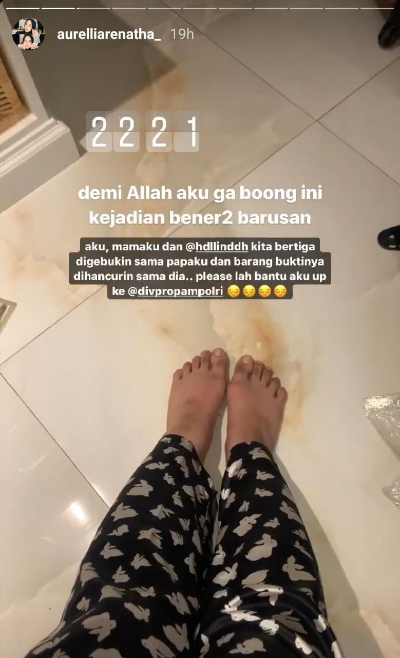 Tangkapan Layar Postingan Aurellia Renatha soal Penganiayaan yang Dialaminya