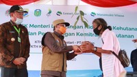 Dalam kesempatan itu dibagikan juga bibit pohon kepada warga. (dok. Kemenhut LH)
