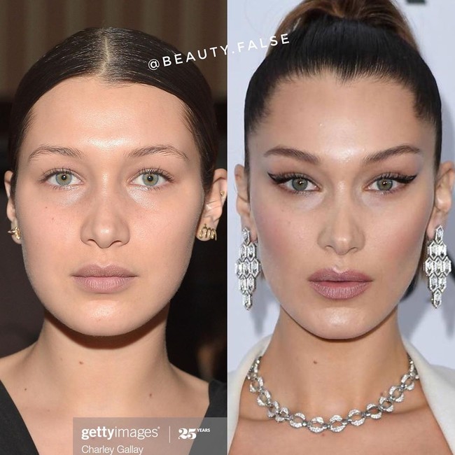 Bagaimana menurutmu penampilan Bella Hadid tanpa polesan makeup? Tetap cantik bukan? Foto: Instagram @beauty.false
