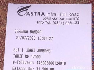 Ini Kata Pengelola Tol Jombang-Mojokerto Soal Viral Struk E-Toll Plus Bayar Tilang