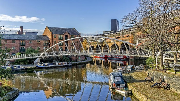 Castlefield View di kanal Castlefied di jantung Manchester, Inggris.