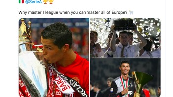 Ronaldo telah juara di tiga liga bergengsi dunia, Liga Inggris, Liga Spanyol dan Liga Italia. Foto: Twitter
