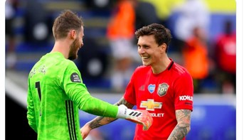 David De Gea dan Victor Lindelof pun berbahagia. Terima kasih, sebut fans ini. Foto: Twitter
