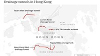 Sistem anti banjir bernama Hong Kong West Drainage Tunnel ini dibangun membentang melalui perbukitan di belakang kota. Keberadaannya terselip kurang dari 12 meter di bawah permukaan.