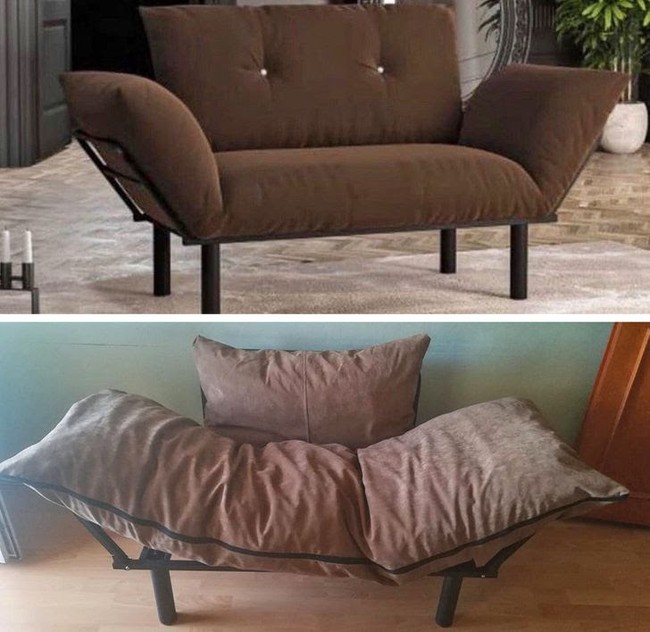 Foto ini bisa juga dijadikan pelajaran agar lebih teliti jika belanja online. Ketika kamu memesan sofa yang sesuai dengan foto, malah saat sampai rumah sofa tersebut beda jauh dengan foto. Kamu pasti menginginkan uang kamu kembali. Foto: dok. © naygul / reddit.