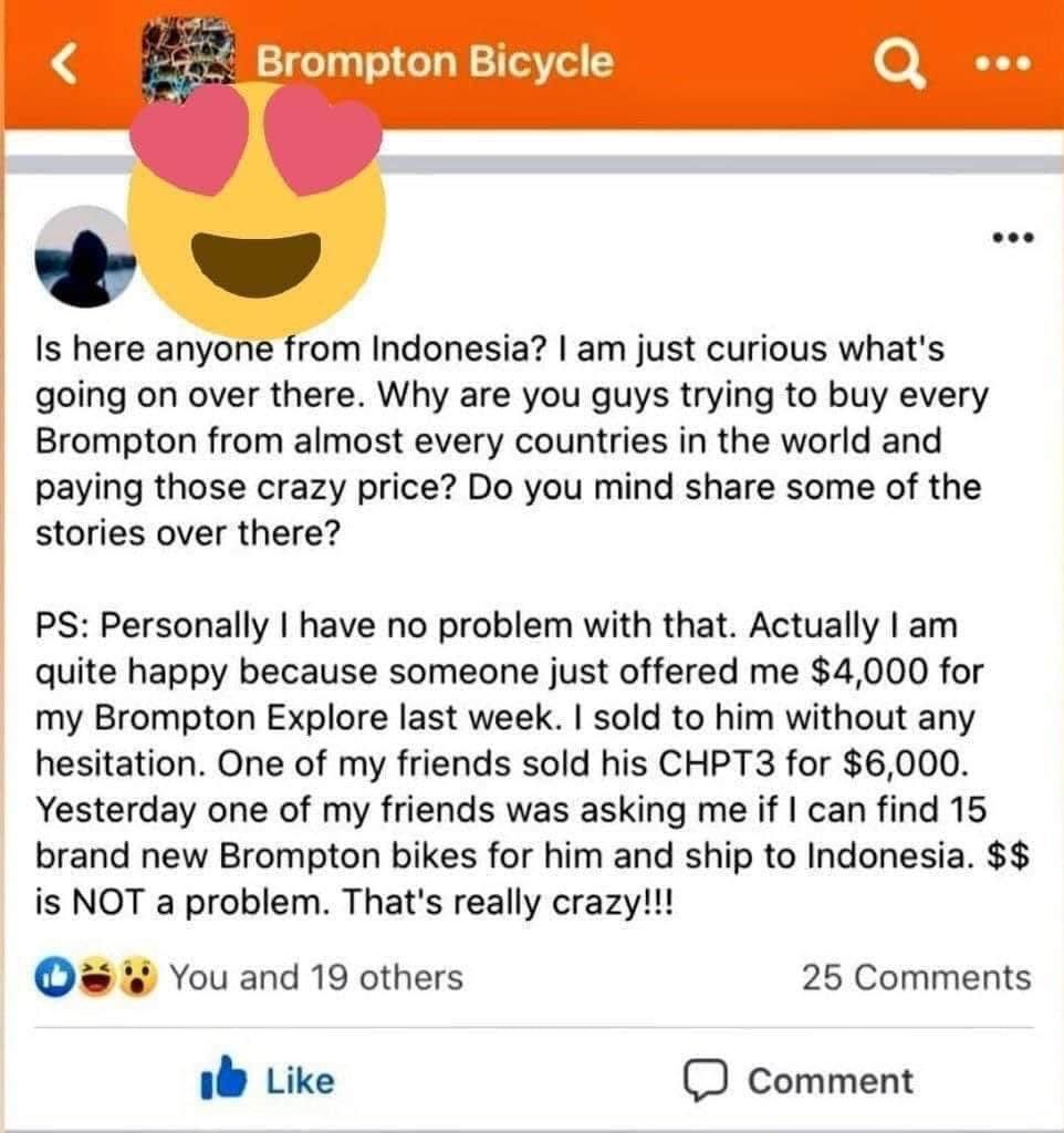 Orang Inggris Happy jual Brompton di Indonesia
