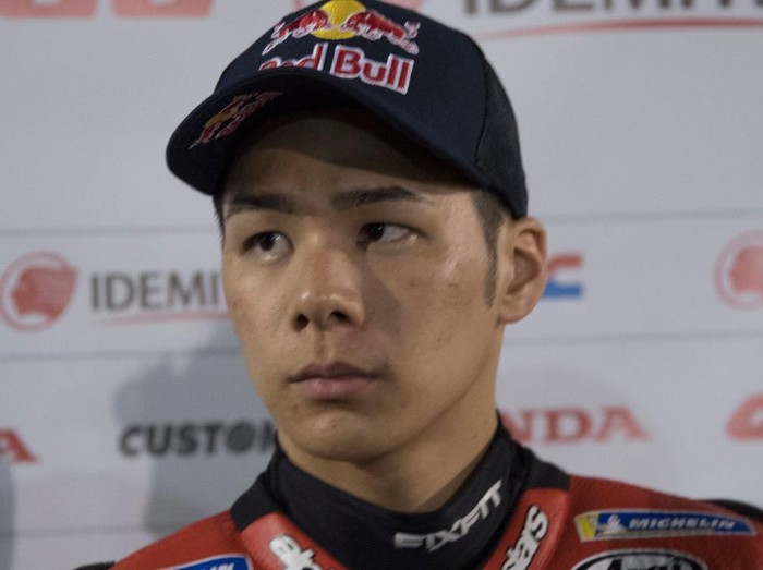 DOHA, QATAR - FEBRUARY 24: Takaaki Nakagami of Japan and LCR Honda Idemitsu   speaks with journalists during the MotoGP Tests at Losail Circuit on February 24, 2020 in Doha, Qatar. (Photo by Mirco Lazzari gp/Getty Images)
