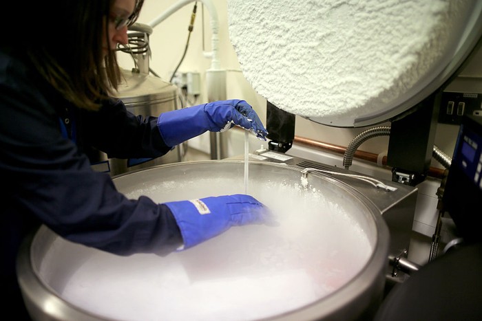 BIRMINGHAM, ENGLAND - JANUARY 22:  Editors Note: This image may have been digitally manipulated for confidentiality to remove any patient identidy data. An embryologist monitors fertilised embryos in the fertility laboratory at Birmingham Women's Hospital fertility clinic on January 22, 2015 in Birmingham, England. Birmingham Womens Hospital provides a range of health services to women and their families using the latest scientific procedures and care. Last year the maternity unit delivered over 8,000 babies, cared for 50,000 patients and performed over 3000 procedures in its state of the art theatres. The hospital is also home to world renowned research  scientists, fertility clinic and the national sperm bank.  (Photo by Christopher Furlong/Getty Images)