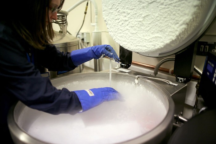 Bank Sperma BIRMINGHAM, ENGLAND - JANUARY 22: Editors Note: This image may have been digitally manipulated for confidentiality to remove any patient identidy data. An embryologist monitors fertilised embryos in the fertility laboratory at Birmingham Women's Hospital fertility clinic on January 22, 2015 in Birmingham, England. Birmingham Womens Hospital provides a range of health services to women and their families using the latest scientific procedures and care. Last year the maternity unit delivered over 8,000 babies, cared for 50,000 patients and performed over 3000 procedures in its state of the art theatres. The hospital is also home to world renowned research scientists, fertility clinic and the national sperm bank. (Photo by Christopher Furlong/Getty Images)