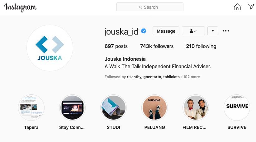 Instagram Jouska Indonesia @jouska_id