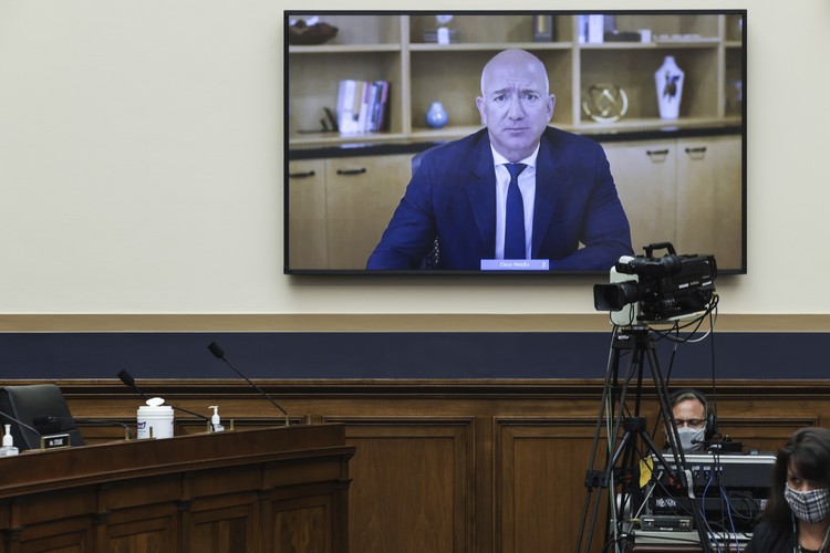 Facebook CEO Mark Zuckerberg testifies remotely during a House Judiciary subcommittee on antitrust on Capitol Hill on Wednesday, July 29, 2020, in Washington. (Mandel Ngan/Pool via AP)