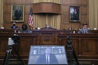 Facebook CEO Mark Zuckerberg testifies remotely during a House Judiciary subcommittee on antitrust on Capitol Hill on Wednesday, July 29, 2020, in Washington. (Mandel Ngan/Pool via AP)