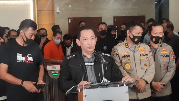 Kabareskrim Komjen Listyo Sigit Prabowo konferensi pers penangkapan Djoko Tjandra di kantor Bareskrim, Jakarta.