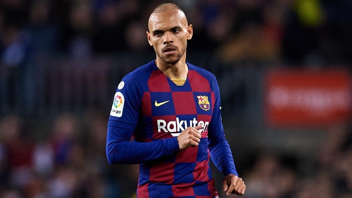 BARCELONA, SPAIN - MARCH 07: Martin Braithwaite of FC Barcelona looks on during the Liga match between FC Barcelona and Real Sociedad at Camp Nou on March 07, 2020 in Barcelona, Spain. (Photo by Alex Caparros/Getty Images)