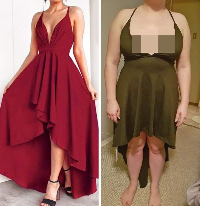 Ingin memakai gaun cantik untuk menghadiri suatu acara, wanita ini malah mendapatkan gaun yang tak sesuai ekspetasi. Potongan gaun yang dibelinya tidak seperti model yang ada di katalog online. Foto: dok. © MissAcedia / reddit.
