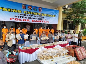Polda Banten Tangkap 9 Sindikat Ganja 159 Kg dari Aceh-Jakarta-Bogor