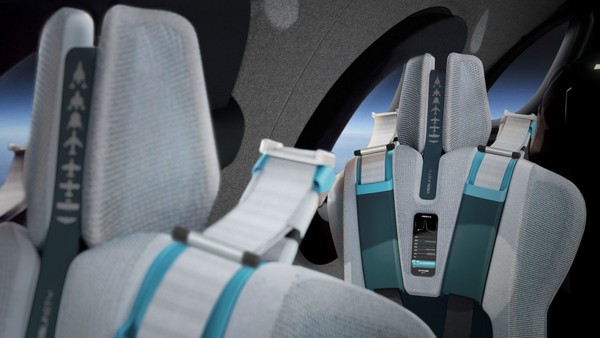 Selain bangku yang nyaman, setiap penumpang juga memiliki sistem komunikasi pribadi yaang terintegrasi dan memberi mereka akses langsung ke dua pilot luar angkasa. (Virgin Galactic)
