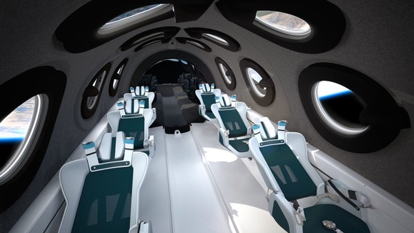 Juga terdapat 12 jendela-jendela bundar yang tersebar di kabin yang akan membawa mereka melihat pemandangan spektakuler bumi dari dalam pesawat di ketinggian 97 km (60 mil) di atas Bumi. (Virgin Galactic) Juga terdapat 12 jendela-jendela bundar yang tersebar di kabin yang akan membawa mereka melihat pemandangan spektakuler bumi dari dalam pesawat di ketinggian 97 km (60 mil) di atas Bumi. (Virgin Galactic)