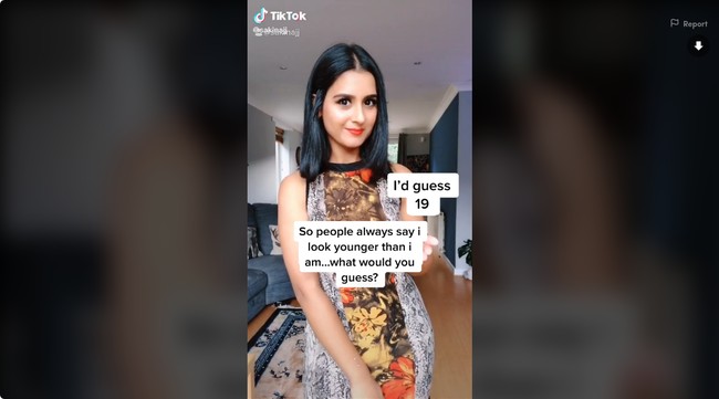 Sseorang wanita bernama Sakina Jabeen mengaku sering ditanya mengenai usianya. Ia pun membuat sebuah video di TikTok terkait permasalahan itu yang lalu jadi viral.  Foto: TikTok