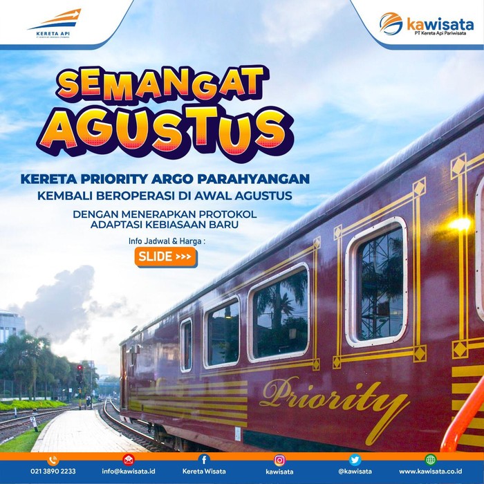 Argo Parahyangan kembali beroperasi di bulan Agustus