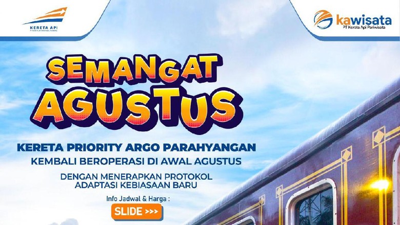 Argo Parahyangan kembali beroperasi di bulan Agustus Argo Parahyangan kembali beroperasi di bulan Agustus