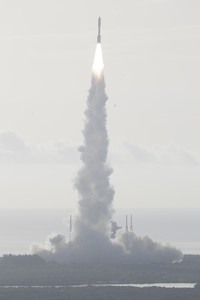 This photo provided by NASA, a United Launch Alliance Atlas V rocket launches at Space Launch Complex 41 at the Cape Canaveral Air Force Station, Thursday, July 30, 2020, in Cape Canaveral, Fla. NASAs Perseverance blasted off  atop an Atlas V rocket Thursday morning. Its the first step in an ambitious project to bring the first Martian rock samples back to Earth to be analyzed for evidence of ancient life.  (Joel Kowsky/NASA via AP)
