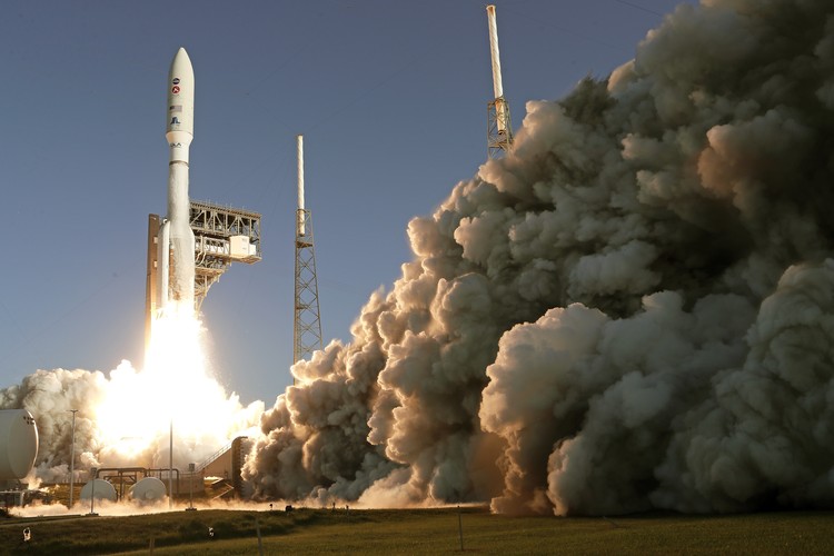 This photo provided by NASA, a United Launch Alliance Atlas V rocket launches at Space Launch Complex 41 at the Cape Canaveral Air Force Station, Thursday, July 30, 2020, in Cape Canaveral, Fla. NASAs Perseverance blasted off  atop an Atlas V rocket Thursday morning. Its the first step in an ambitious project to bring the first Martian rock samples back to Earth to be analyzed for evidence of ancient life.  (Joel Kowsky/NASA via AP)