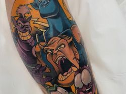 Keren! Seni Tato Gambar Kartun yang Berwarna