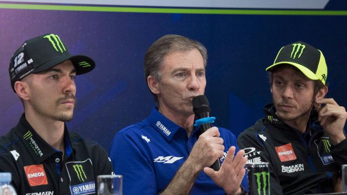 Lin Jarvis Yamaha KUALA LUMPUR, MALAYSIA - FEBRUARY 06: Lin Jarvis of Britain and Monster Energy Yamaha MotoGP Team speaks during the 2020 Team Monster Energy Yamaha MotoGP presentation during the MotoGP Pre-Season Teams Unveiling at Sepang Circuit on February 06, 2020 in Kuala Lumpur, Malaysia. (Photo by Mirco Lazzari gp/Getty Images)