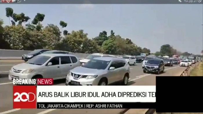 Kepadatan arus lalin Tol Jakarta-Cikampek (Foto: Screenshot 20detik)