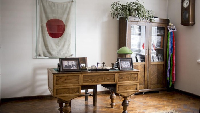 This handout photo provided by Chiune Sugihara Memorial Museum, shows a working room in Chiune Sugihara memorial museum in Kaunas, Lithuania, Tuesday, May 12, 2020. A museum in Lithuania dedicated to a Japanese diplomat who saved thousands of Jews in the early hours of World War II, that saw the number of visitors drop due to corona virus outbreak, has been saved by people in Japan, officials said Friday, July 31, 2020. (Chiune Sugihara Memorial Museum via AP)