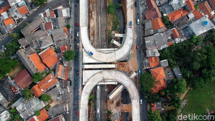 Potret Terkini Flyover Lenteng Agung Ditargetkan bakal rampung akhir tahun 2020, pembangunan proyek flyover Leteng Agung terus dikebut. Begini penampakan terkininya dari udara.