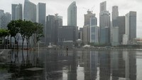 Pada kuartal I-2020, pertumbuhan ekonomi Singapura juga telah mengalami kontraksi hingga 2,2% yoy yang juga disebabkan oleh penyebaran COVID-19. Ore Huiying/Getty Images  