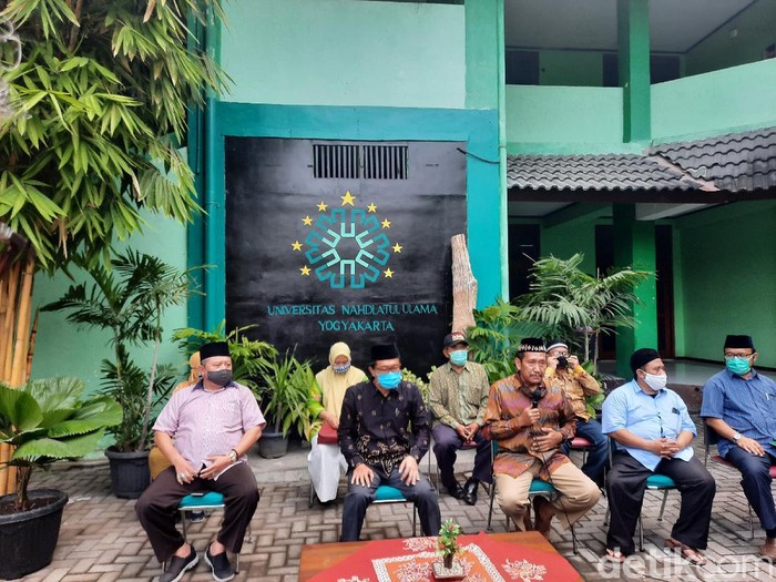 Pihak Universitas Nahdlatul Ulama (UNU) Yogyakarta jumpa pers soal kasus pelecehan seksual berkedok riset swinger, Selasa (4/8/2020).