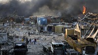 Ledakan ini menimbulkan kerusakan parah. Getty Images/Marwan Tahtah.
