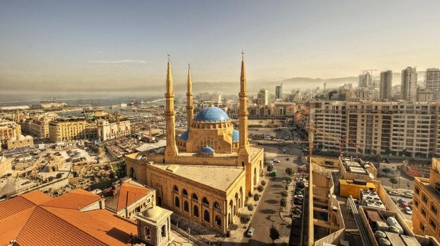 Beirut downtown cityscape & Mohammad al amin mosque