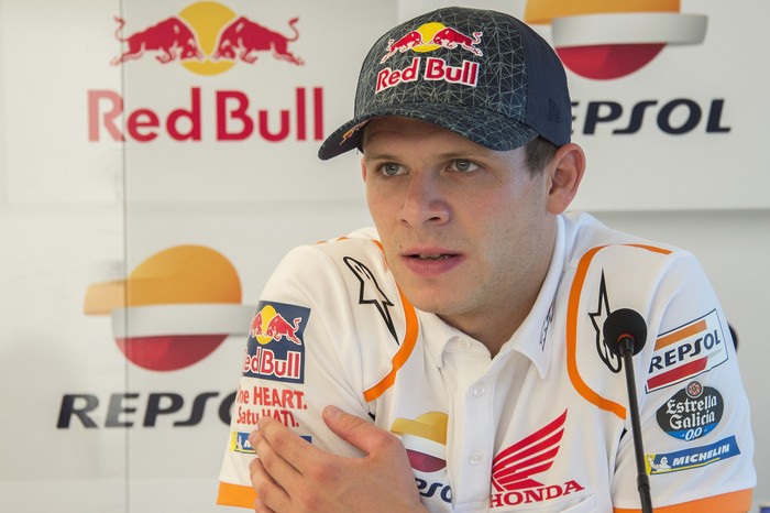 BRNO, CZECH REPUBLIC - AUGUST 02:  Stefan Bradl of Germany and Honda Team speaks with journalists in hospitality during the MotoGp of Czech Republic - Free Practice at Brno Circuit on August 02, 2019 in Brno, Czech Republic. (Photo by Mirco Lazzari gp/Getty Images)