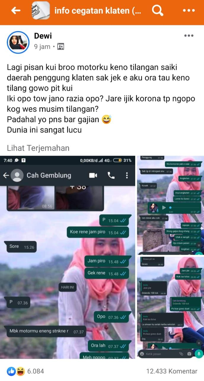 Tangkapan layar curhat gadis kena tilang di Klaten