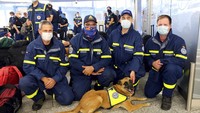 Jerman juga turut mengirimkan bantuan kemanusiaan ke Lebanon. Diketahui, Jerman mengirimkan tim penyelamat dan medis serta sejumlah alat medis. Kai-Uwe Waerner/dpa via AP.
