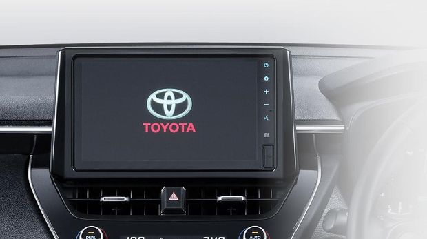 Headunit Toyota Corolla Cross yang dapat mengecek kartu uang elektronik.