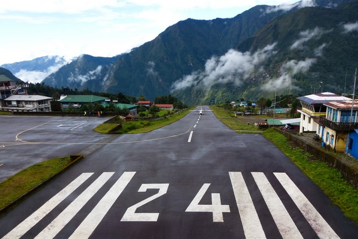 Small plane landing at the 