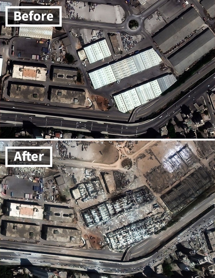 Foto Satelit Ledakan Lebanon Foto Satelit Ledakan Lebanon