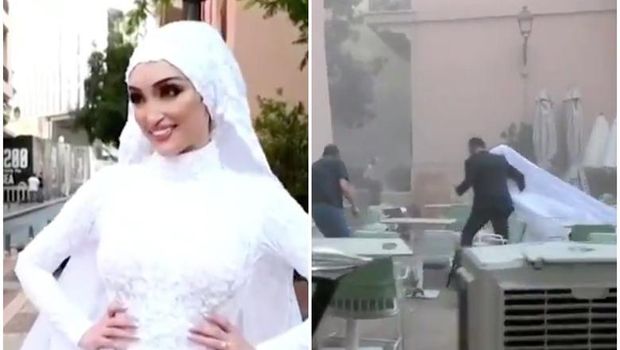 Israa Seblani Israa Seblani, pengantin yang terhempas gelombang ledakan Lebanon saat pemotretan weddng.