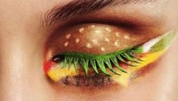 Buat yang doyan makan burger, coba bikin kreasi burger yang cantik ini. Seorang MUA meracik burger di matanya. Foto: instagram @tal_peleg