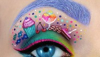 Penggemar dessert pasti suka dengan makeup ini. Ada cupcakes, es krim dan cake yang warna warni. Selain cantik, makeup ini juga tampak manis. Foto: instagram @tal_peleg