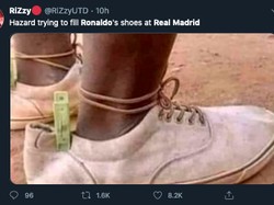 Eden Hazard dicibir tak mampu menjadi pengganti Ronaldo di Madrid. (Foto: screenshot Internet/Twitter)