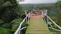 Begitu instagramable, jembatan ini dikelilingi hujaynya pemandangan hutan dan persawahan (Dadang Hermansyah/detikcom)