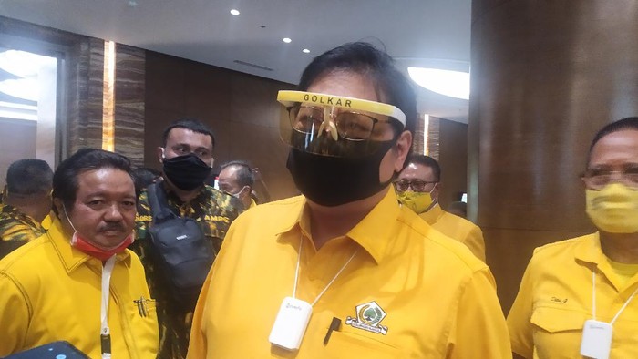 Ketum Golkar Airlangga Hartarto di Hotel Pullman, Jakarta, Minggu (9/8/2020).
